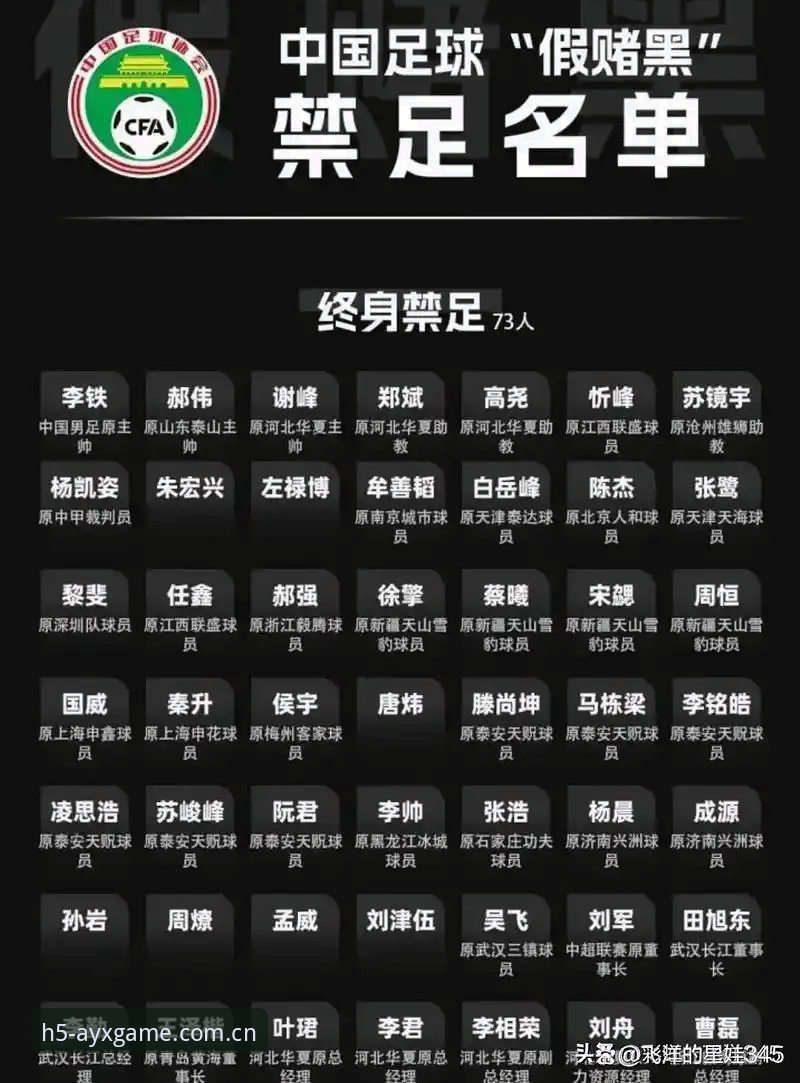 ayx爱游戏官网登录 资深用户分享:足协第三批禁足名单深度解析与赛事数据实时更新体验